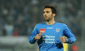 NOVARA, ITALY - DECEMBER 11:  Paolo Hernan Dellafiore of Novara Calcio looks on during the Serie A match between Novara Calcio and SSC Napoli at Silvio Piola Stadium on December 11, 2011 in Novara, Italy.  (Photo by Valerio Pennicino/Getty Images)