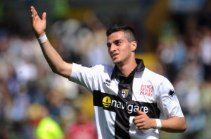 PARMA, ITALY - MAY 16:  Davide Lanzafame of Parma FC celebrates his goal during the Serie A match between Parma FC and AS Livorno Calcio at Stadio Ennio Tardini on May 16, 2010 in Parma, Italy.  (Photo by Valerio Pennicino/Getty Images)