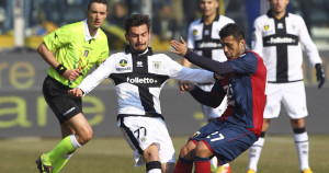 during the Serie A match between Parma FC and Genoa CFC at Stadio Ennio Tardini on February 10, 2013 in Parma, Italy.